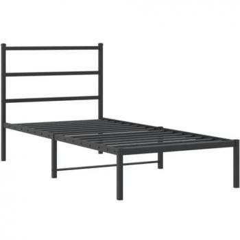 Black Metal Bed Frame 90x200cm with Headboard by vidaXL