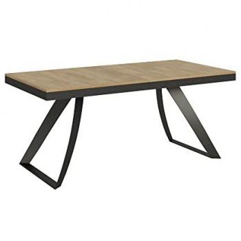 Table extensible avec pieds acier anthracite incurvés Volta Evolution 180 à 440 cm Naturel