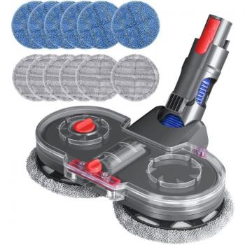 Testa Mocio a Vibrazione per Dyson V15, V11, V10, V8, V7 – Serbatoio Acqua Portatile + Kit di 12 Panni Riciclabili