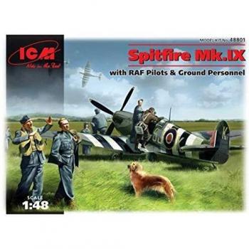 Kit Modello Supermarine Spitfire con Piloti, Personale di Terra, Attrezzature dell'Aeroporto e un Cane da Costruzione