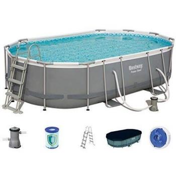 Piscina da Giardino Ovale 488 x 305 cm con Telo Copertura