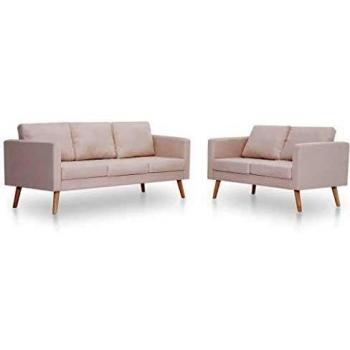 2-Piece Sofa Set in Cream Fabric