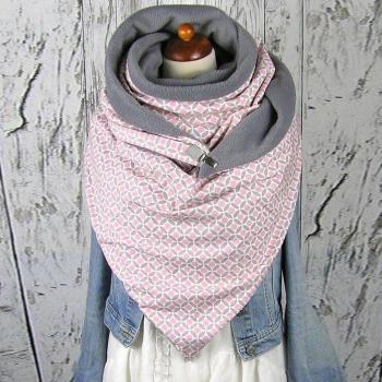 Bufanda estilo chal estampada con botones