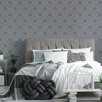 White & Slate Grey Savile Row Wallpaper
