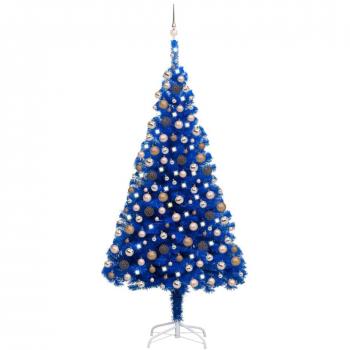 Künstlicher Weihnachtsbaum Blau mit LEDs und Kugeln 210 cm PVC