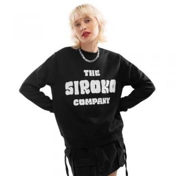 Elegante Sudadera Negra de Cuello Redondo Siroko