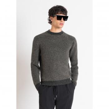 Top Regular Fit Mezcla Lanas Mohair con Patrón Trabajado