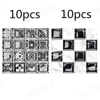 Carreaux autocollants 3D pour cuisine et salle de bain, 20 pièces, motif rétro