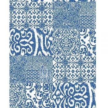 Papel pintado barroco vinílico azul y blanco Profhome VD219149-DI