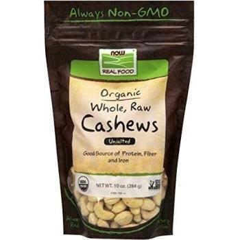 Now Foods Unsalted Whole Raw Cashews, 284g