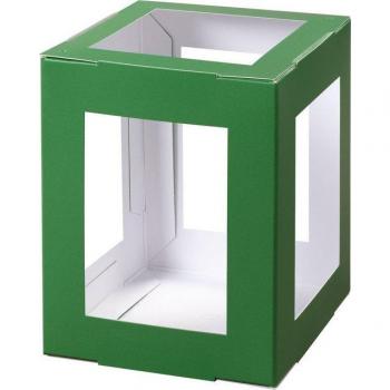 VBS Papierlaterne „Eckig“ – 13,5 × 13,5 × 18 cm, grün