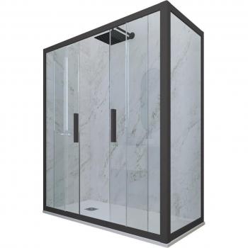 Cabine de Douche 75x170 Anthracite avec Parois Coulissantes