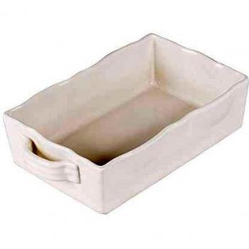 Plat à rôti en céramique, mesures 25x17 cm, coloris beige, par Gusto