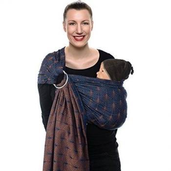 Babylonia Écharpe de Portage Modèle E avec Épaule Cintrée 100% Biologique, Bleu Ornate, Taille Unique, 1 Unité