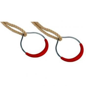 Anelli da ginnastica in metallo con corda di canapa sintetica (set di 2)
