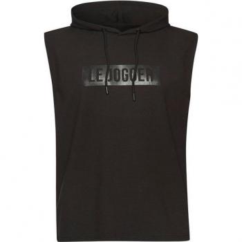 Kapuzenpullover „LE JOGGER“ Herren M – schwarz, 50 % Polyester, 45 % Baumwolle, 5 % Elasthan – Druck & Kordelzug