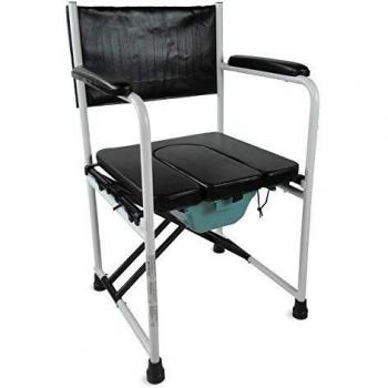 Selle de WC pliante Ebro en acier chromé avec couvercle et accoudoirs