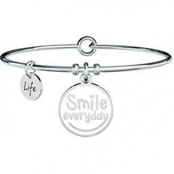 Orecchini a cerchio Kidult Smile Everyday con charm argento