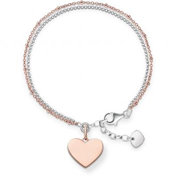 Pulsera de Corazón Thomas Sabo en Plata 18k con Baño de Oro Rosa
