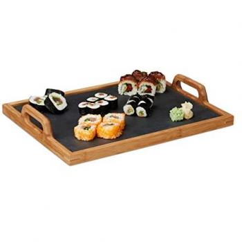 Plateau de service en bambou avec ardoise intégrée