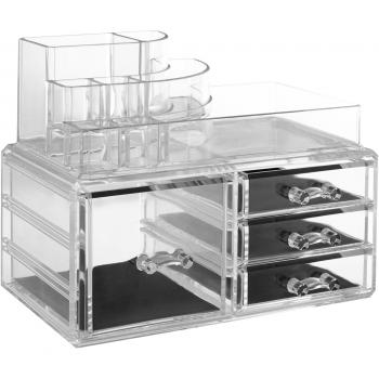 Orsina 8‑Compartment Clear Cosmetics Organizer with 4 Drawers
