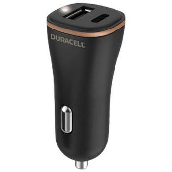 Duracell Dual Port Car Charger USB Type A and C