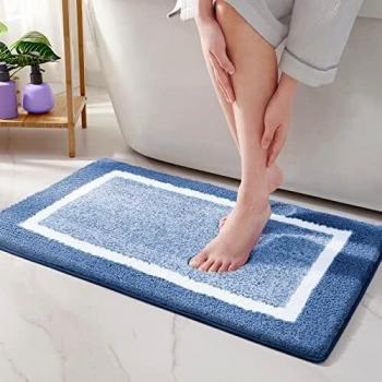Color&Geometry Shower Water Absorbent Bath Rug (Blue)