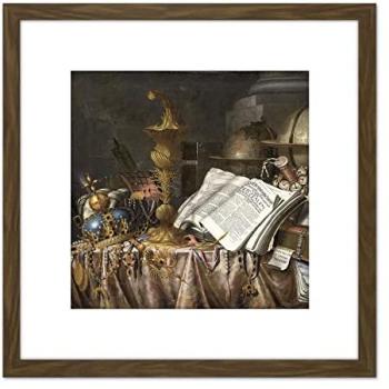 Artery8 Crown Gold Vanitas Still Life – 8x8 Brown Wooden Frame Picture