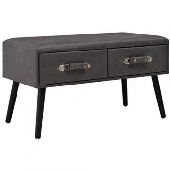 Midnight Gray Kava Table – 80x40x46 cm, Synthetic Leather Design