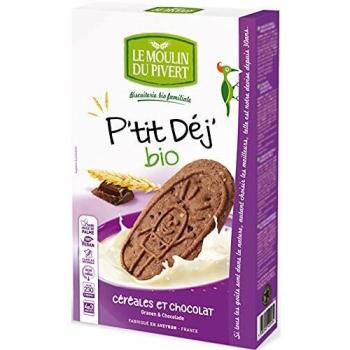 Le Moulin du Pivert Biscuit pour Petit-Déjeuner Céréales Chocolat Bio 190g