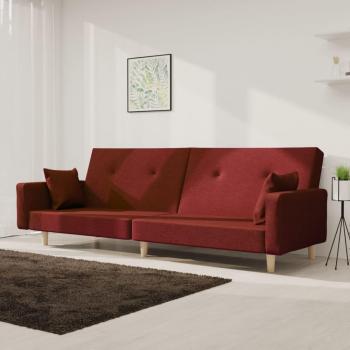Sofá cama de 2 plazas en color vino con dos cojines de tela