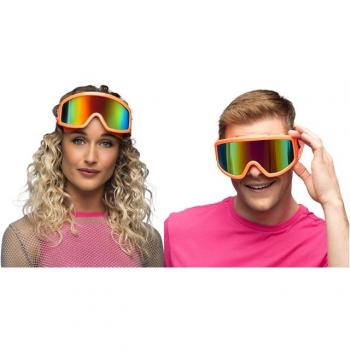 Lunettes de ski colorées orange fluo adulte