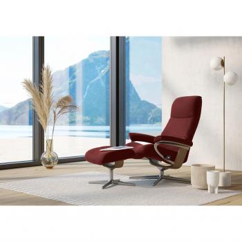 Relax‑Sessel Stressless View – Set inkl. Hocker & Cross Base, Holzakzent Eiche (S/M/L)