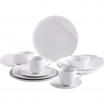 The Better Place Design 2 Go Magic Grip Set Porcelain Tableware Set for 2 Persons 12 Pieces White Complete Set by Kahla