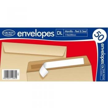 County Briefpapier Zelfsluitend Manilla-Envelope 50-stuks DL Bruin