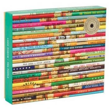Phat Dog Vintage Pencils 1000 Piece Foil Stamped Puzzle, by Galison