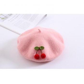 Kids' Pure Color Cherry Beret