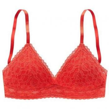 S.Oliver Bralette ohne Bügel, florale Spitze in Rot