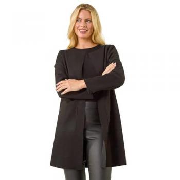 Petite veste à poche contrastée en daim noir