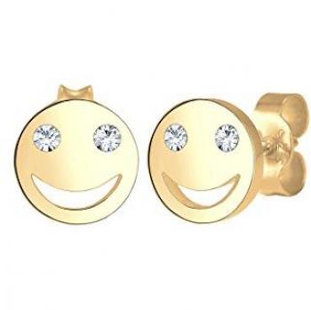 Elli Paar Ohrstecker Smiling Face Kristalle 925 Silber