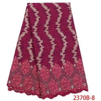 Coton satin de dentelle avec incrustations de pierres, robe nigerienne pour mariages