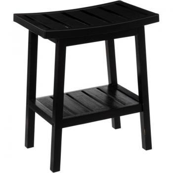 Tabouret en bambou noir avec rangement