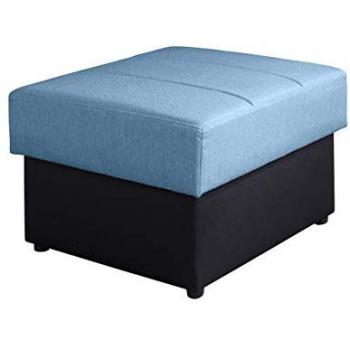 Reposapiés providence b118, azul, 48x70x70cm, tapiz, patas: plástico, caja de almacenamiento