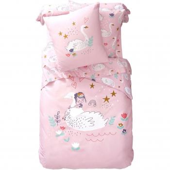 Drap-housse CYGNE pour enfant 200x200 cm en coton, coloris rose