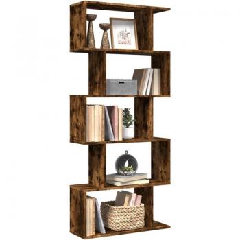 Librería moderna 5 niveles roble ahumado 70x24x161 cm