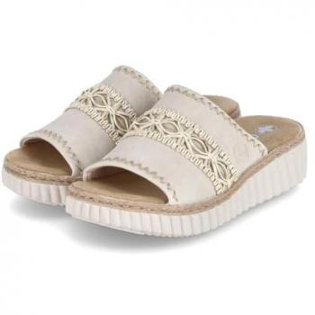 Rieker Pantolette Strandschuh – Sommerurlaubsschuh in Creme (Gr. 43)