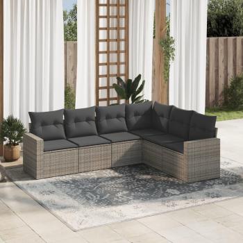 VidaXL Gartenlounge Jiraiya 6-tlg. mit Kissen Grau Poly Rattan