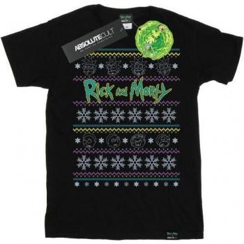 T‑shirt Noir « Rick et Morty : Christmas Faces »