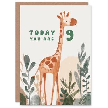 Bright Green Giraffe 9th Birthday Wishes