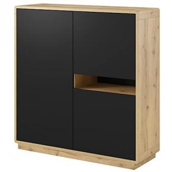 Highboard ALBANY-83, Taurus Eiche Nb. mit schwarzen Absetzungen, B/H/T: ca. 121/126/40 cm